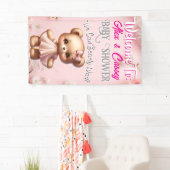 Bär Mädchen Baby Shower Banner (Insitu)