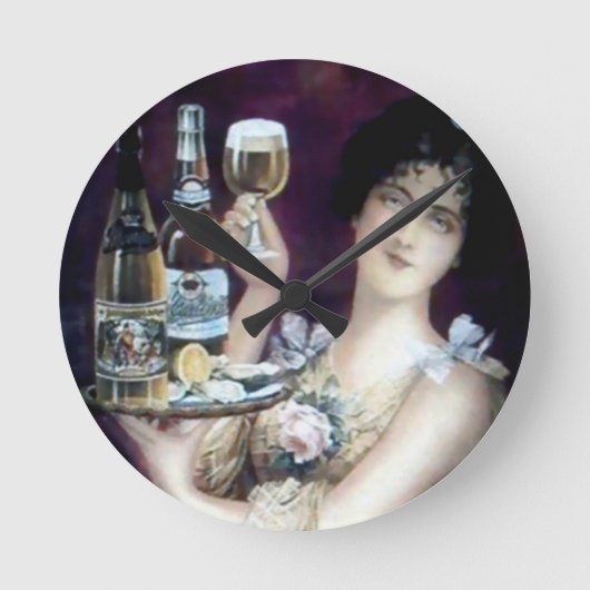 Bar Maid Vintage Poster Runde Wanduhr (Vorderseite)