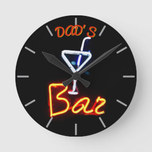 BAR, MANCAVE, DEN - Neon Clock für Vater individue Runde Wanduhr