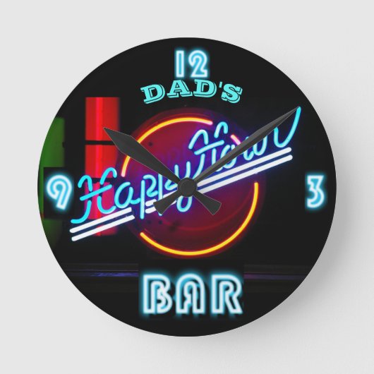BAR, MANCAVE, DEN - Neon Clock für Vater individue Runde Wanduhr (Vorderseite)