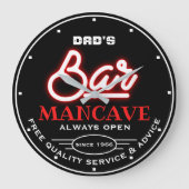 Bar mancave des Vaters oder eines beliebigen Namen Große Wanduhr (Vorderseite)