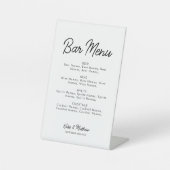 Bar Menu Alkoholgetränke Hochzeiten Minimalistisch Sockelschild (Vorderseite)