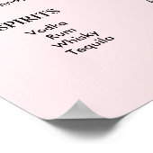 Bar Menu Blush Pink Wedding Drinks Poster (Ecke)