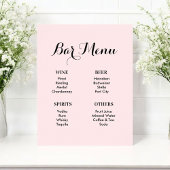 Bar Menu Blush Pink Wedding Drinks Poster