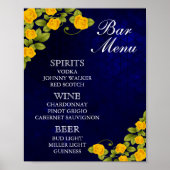 Bar Menu - Dark Blue und Marigold Yellow Flower Poster (Vorne)