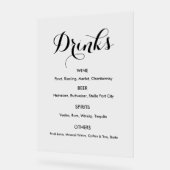 Bar Menu Drinks Hochzeitsfeier Elegant Acrylschild (Winkel)