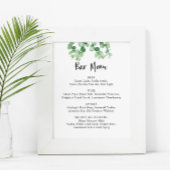 Bar Menu Eukalyptus Wedding Botanische Vegetation Poster