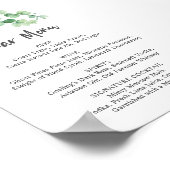 Bar Menu Eukalyptus Wedding Botanische Vegetation Poster (Ecke)