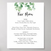 Bar Menu Eukalyptus Wedding Botanische Vegetation Poster (Vorne)
