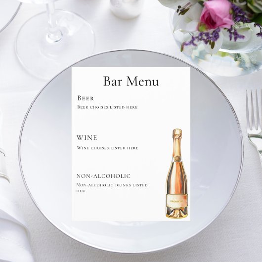 Bar menu Flasche Wein Prosecco Flyer