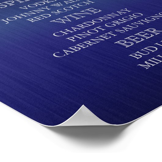 Bar Menu für eine Hochzeit Poster (Ecke)