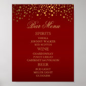 Bar Menu - Gold Confetti Maroon Poster (Vorne)