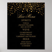 Bar Menu - Goldfetti-Punkte auf schwarz Poster (Vorne)