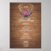 BAR MENU Großes Zeichen | Hirschantler | Hochzeits Poster (Vorne)
