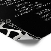 Bar Menu - Hochzeit in Silver & Black Giraffe Poster (Ecke)