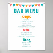 BAR MENU Hochzeit und Party Empfang im Fieststil Poster (Vorne)