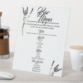 Bar Menu Lavender Wedding Drinks Pedestal Schild (In Situ)