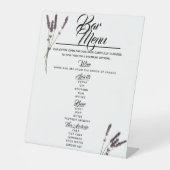 Bar Menu Lavender Wedding Drinks Pedestal Schild (Vorderseite)