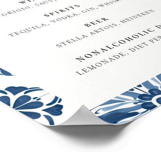 Bar Menu Lemon Positano Hochzeittisch Zeichen Poster (Ecke)