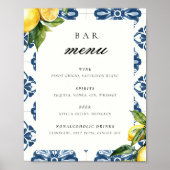 Bar Menu Lemon Positano Hochzeittisch Zeichen Poster (Vorne)