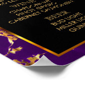 Bar Menu - Lila und goldene Marmorbäume und Schwar Poster (Ecke)