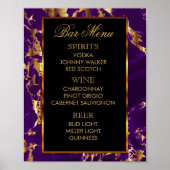 Bar Menu - Lila und goldene Marmorbäume und Schwar Poster (Vorne)