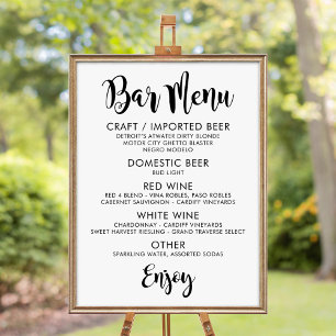Bar Menu Modernes, handgeschriebenes Skript-Hochze Poster