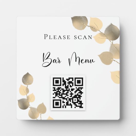 Bar menu QR code eucalyptus golden Fotoplatte (Vorderseite)