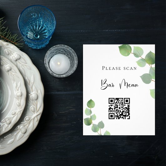 Bar menu QR Code Eukalyptus grün Flyer