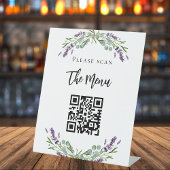 Bar menu QR code lavender florale eucalyptus Sockelschild