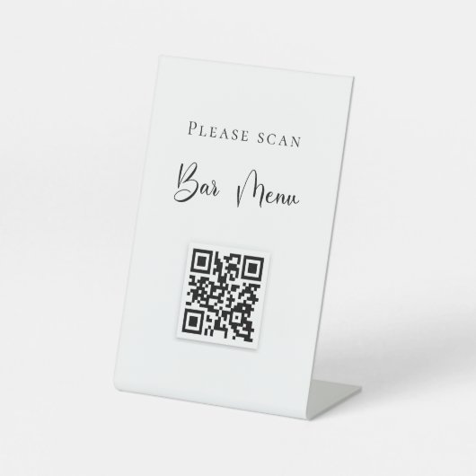 Bar-Menü-QR-Code-Typografie weiß Sockelschild (Vorderseite)