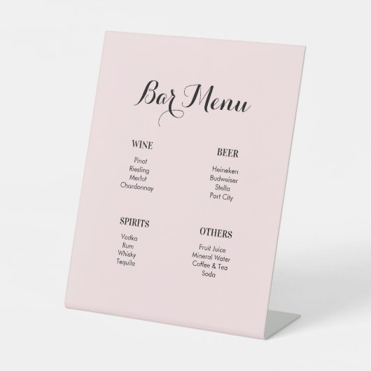 Bar Menu "Rosa Drinks" Sockelschild (Vorderseite)