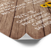 Bar Menu - Rustikales Holzfass & Sonnenblumen Poster (Ecke)
