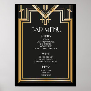 BAR MENU Schild   Große Gatsby inspirierte Hochzei