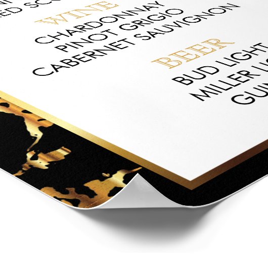 Bar Menu - Schwarz/Gold und schwarz Poster (Ecke)