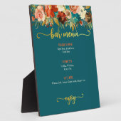 Bar Menu Sign - Aquamarin & orange Blumen Fotoplatte (Seite)