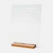 Bar menu sign wedding acrylschild (Winkel)