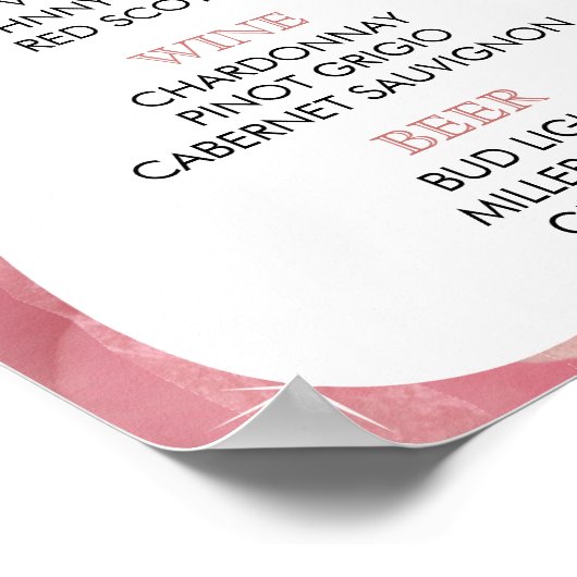 Bar Menu - Viktorianische Dusty-Rose Poster (Ecke)