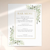 Bar Menu "Watercolor Greenery" Poster