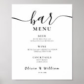 Bar Menu Wedding Calligraphy Elegante Drink Sign Poster (Vorne)