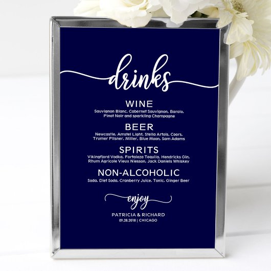 Bar Menu "Wedding Drinks" Poster
