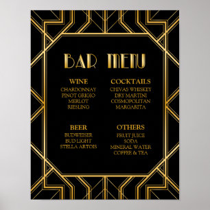 Bar Menu Wedding Sign Gatsby Art Deco Poster