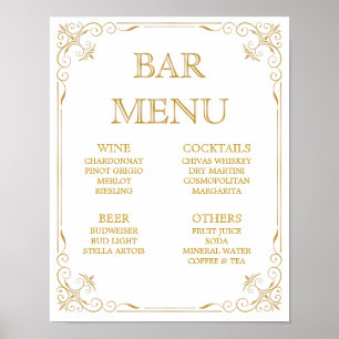 Bar Menu Wedding Sign Gatsby Art Deco Poster