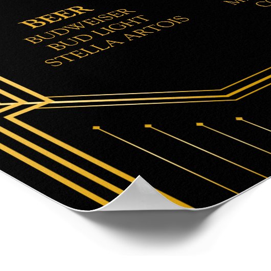 Bar Menu Wedding Sign | Gatsby Art Deco Poster (Ecke)