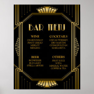 Bar Menu Wedding Sign Gatsby Art Deco Poster