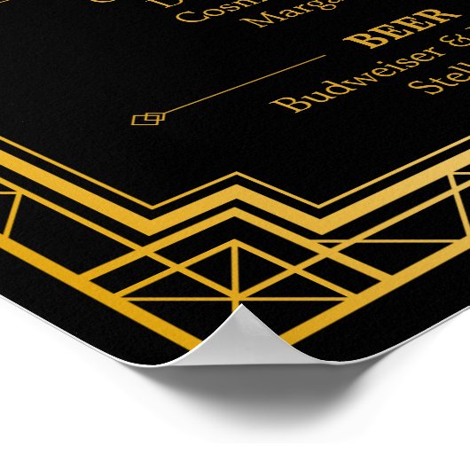 Bar Menu Wedding Sign | Gatsby Art Deco Poster (Ecke)