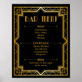 Bar Menu Wedding Sign | Gatsby Art Deco Poster (Vorne)