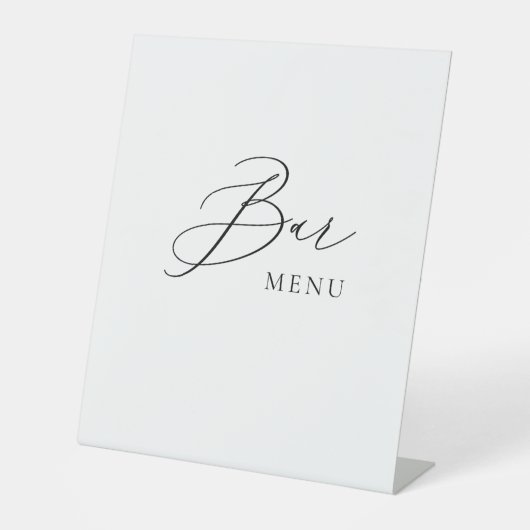 Bar Menu Wedding Sign Minimalist Elegant Script  Sockelschild (Vorderseite)