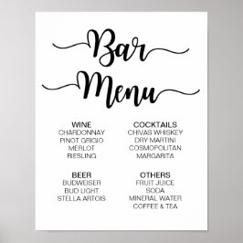 Bar Menu Wedding Sign | Moderne Kalligrafie Poster