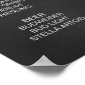 Bar Menu Wedding Sign | Moderne Kalligrafie Poster (Ecke)